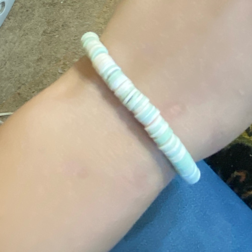 Green clay bead bracelet